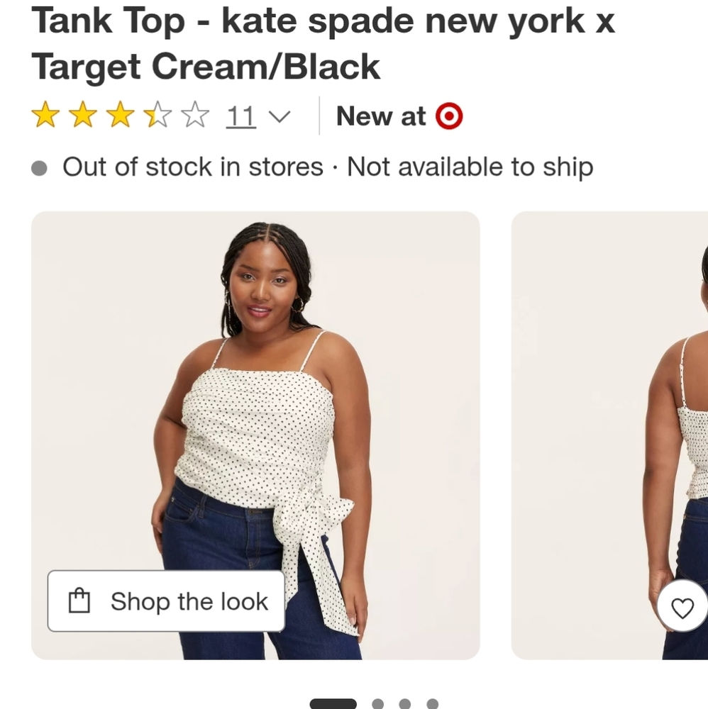 kate spade Cream/Black Polka Dot Tank Top